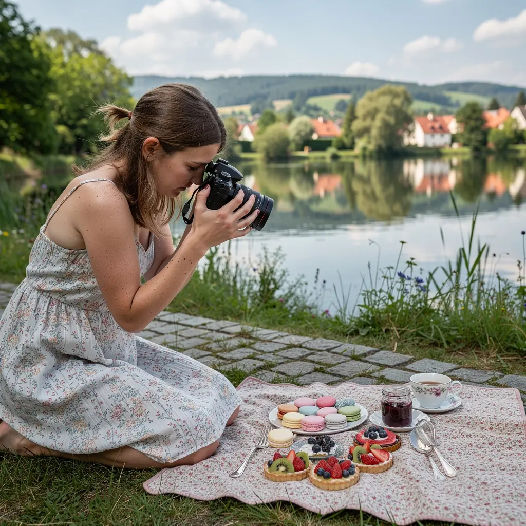 Detailní záběr na smetanovou polevu na cupcakech